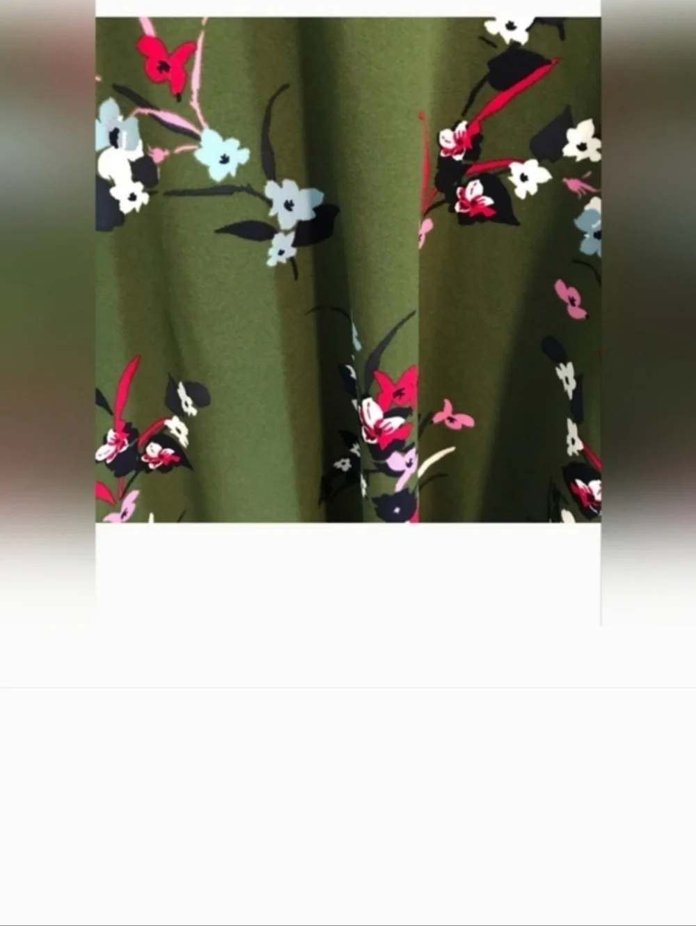 Guess Olive Green Floral Midi Dress with Black Trim - Picture 8 of 13